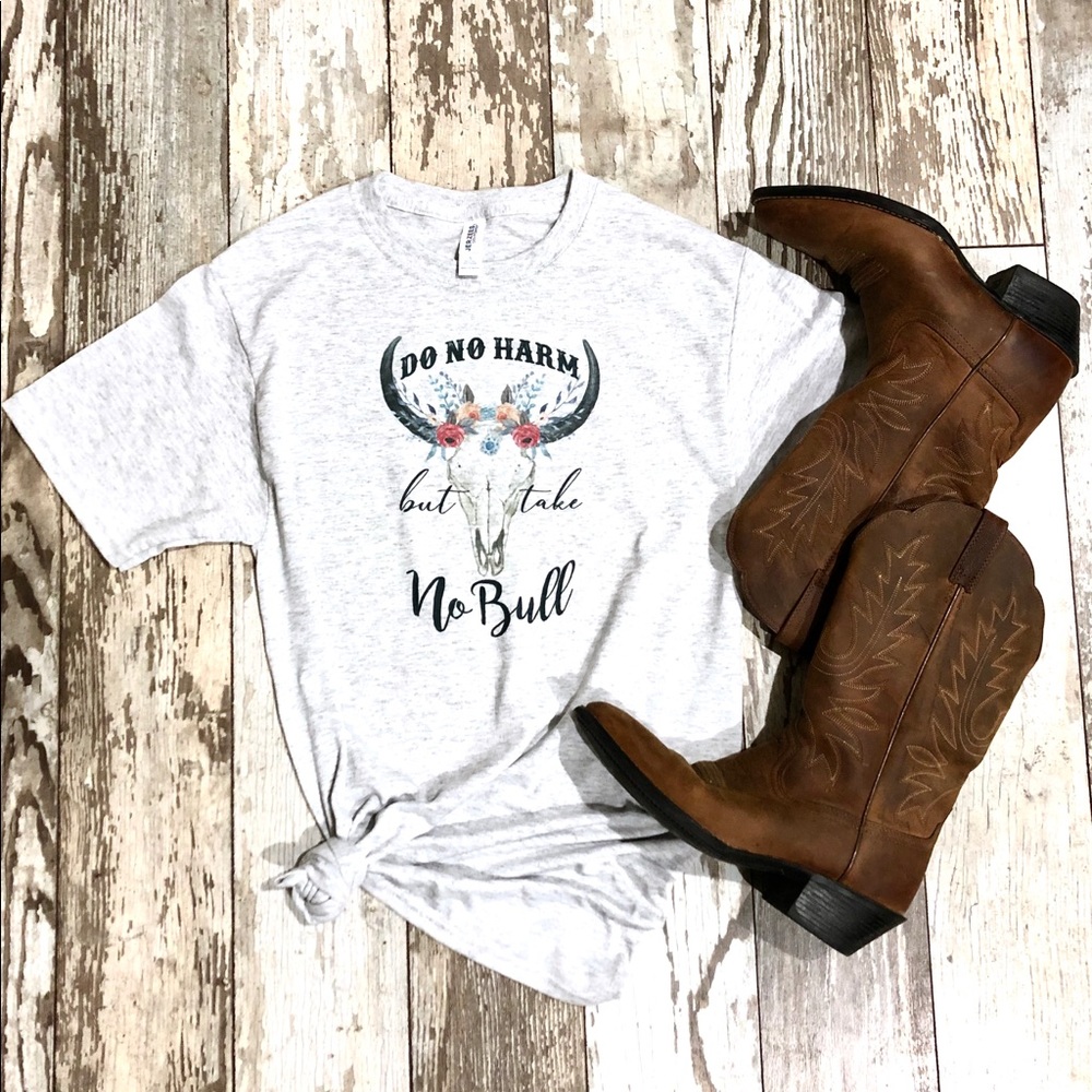 Do No Harm Bull Skull Boho country shirt